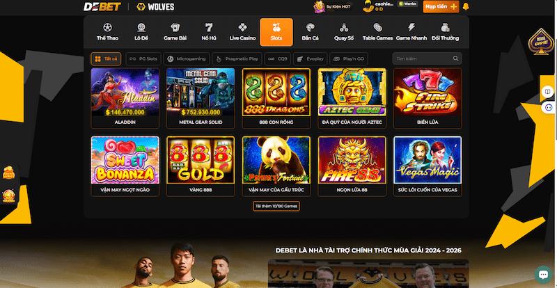 Đăng ký Debet: Hướng dẫn tạo tài khoản cho tân thủ 4 Có các kho game cực kì đa dạng