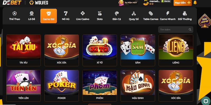 Debet Game bài: Web đánh bài đổi thưởng đa dạng game hot 5 Top 5 game bài nổi tiếng chỉ có tại Debet