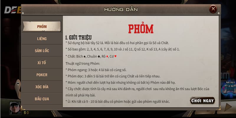 Debet Game bài: Web đánh bài đổi thưởng đa dạng game hot 6 Khám phá game bài Phỏm tại sảnh chơi Debet
